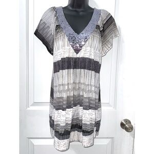 So Sick Y2K Brand Grey V Neck top with Sequins